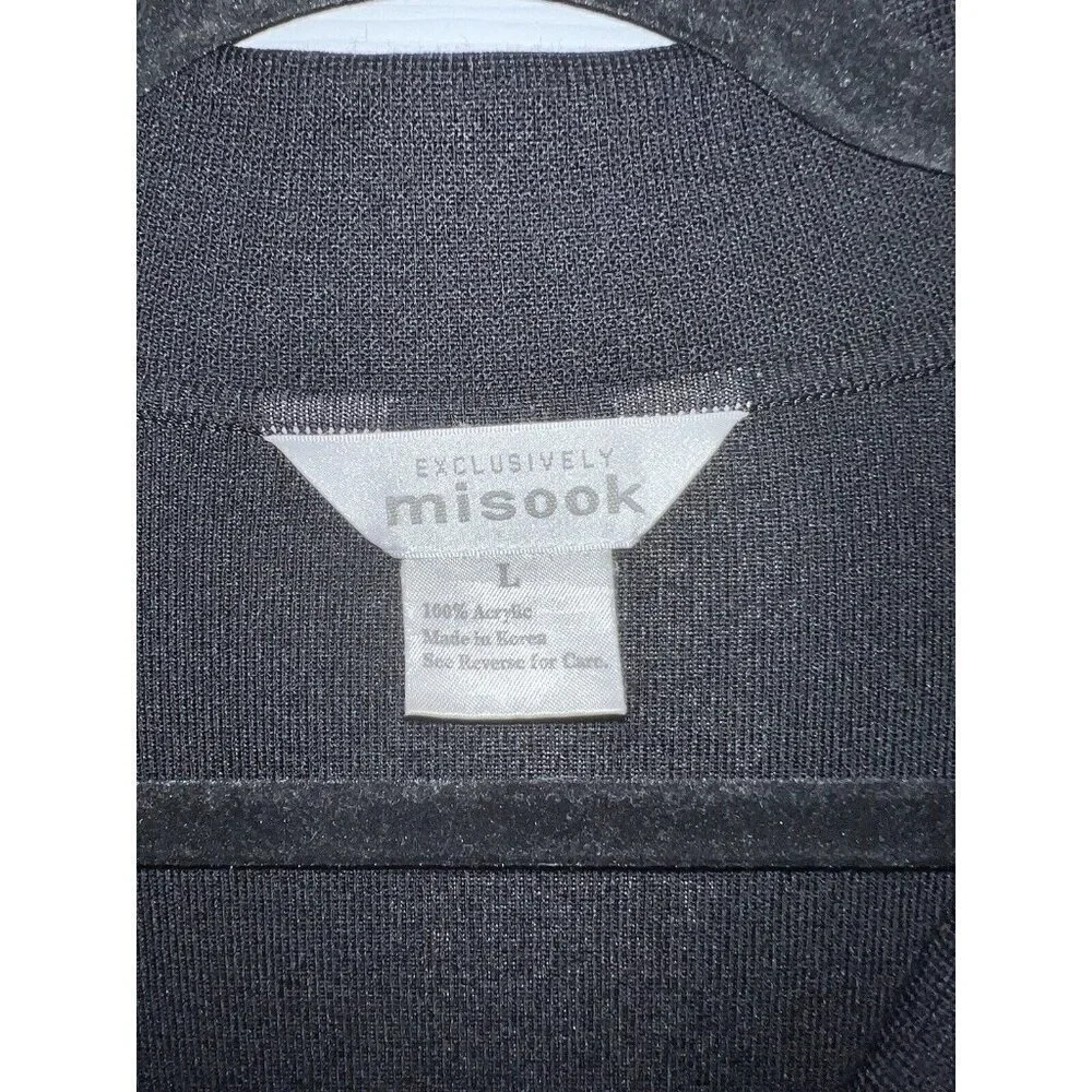 EXCLUSIVELY MISOOK Cardigan Sweater Black Acrylic 3 Button Sz L
